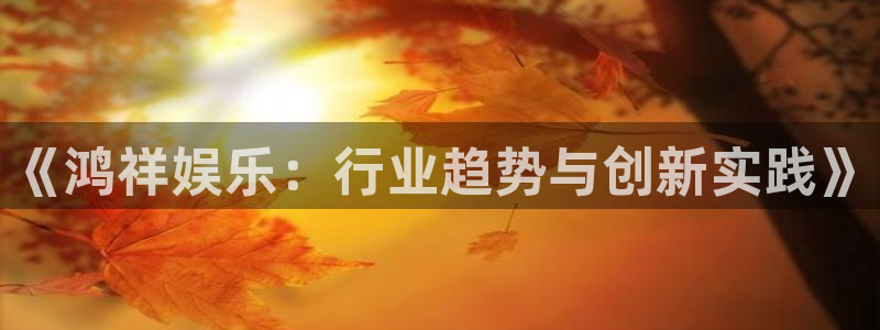 万事娱乐登录地址：《鸿祥娱乐：行业趋势与创新实践》